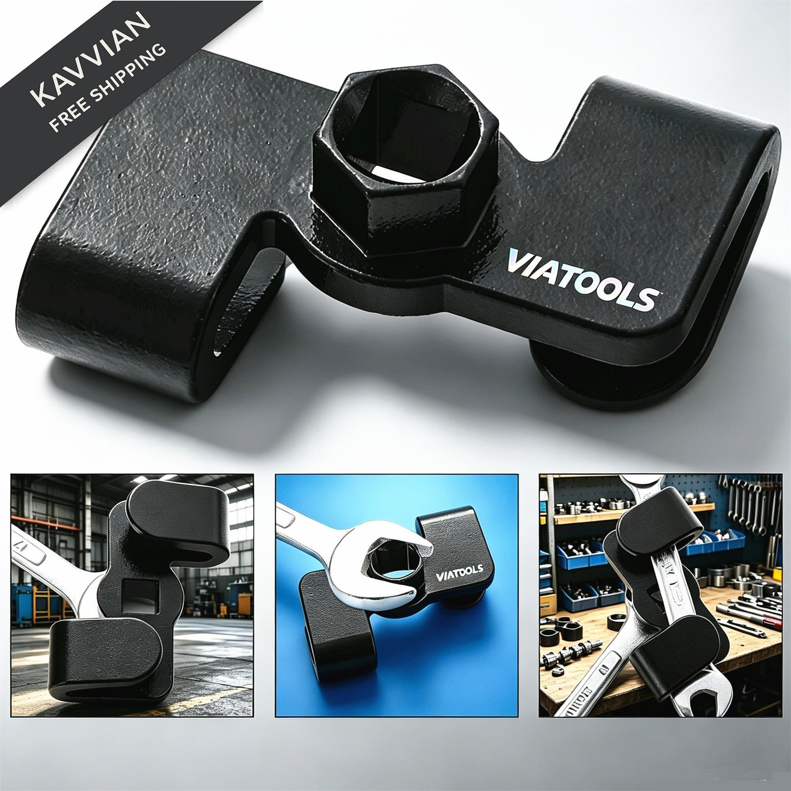 VIATOOLS Universal Wrench Extender Adaptor with 1/2 Inch or 21mm Hex Black