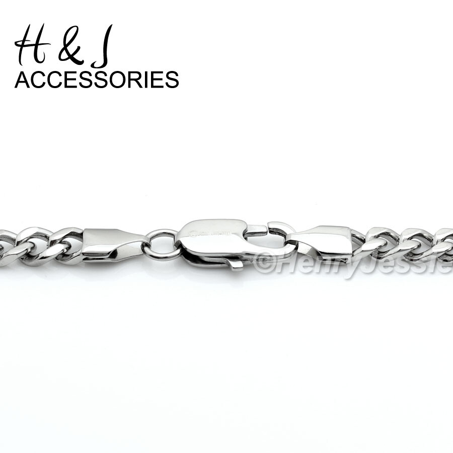 18″-40″MEN Stainless Steel 5mm Silver Cuban Curb Chain ICY CZ Jesus Pendant*P133