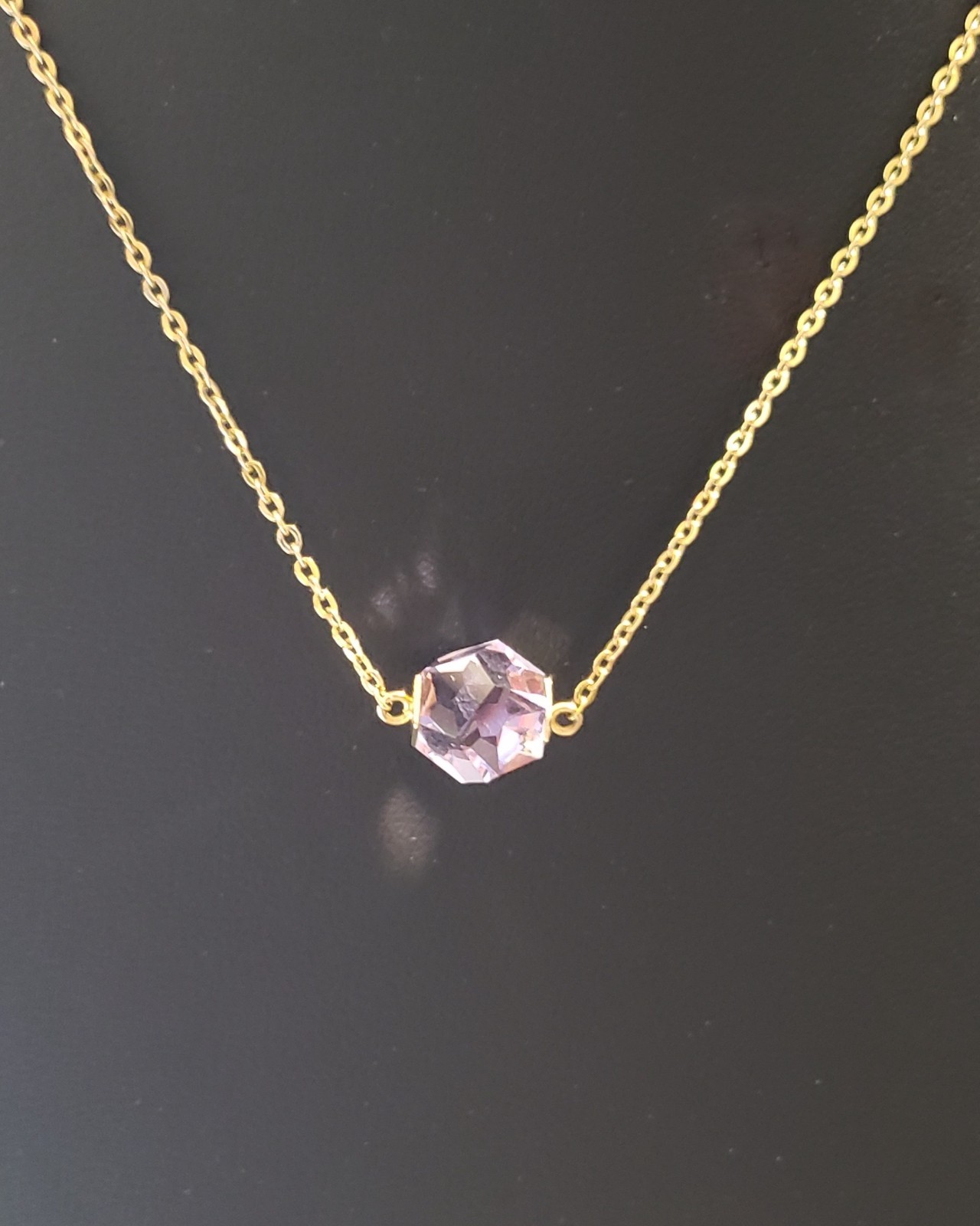 Swarovski “Nutshell Design Collection” Violet Hue Geometric Crystal Necklace