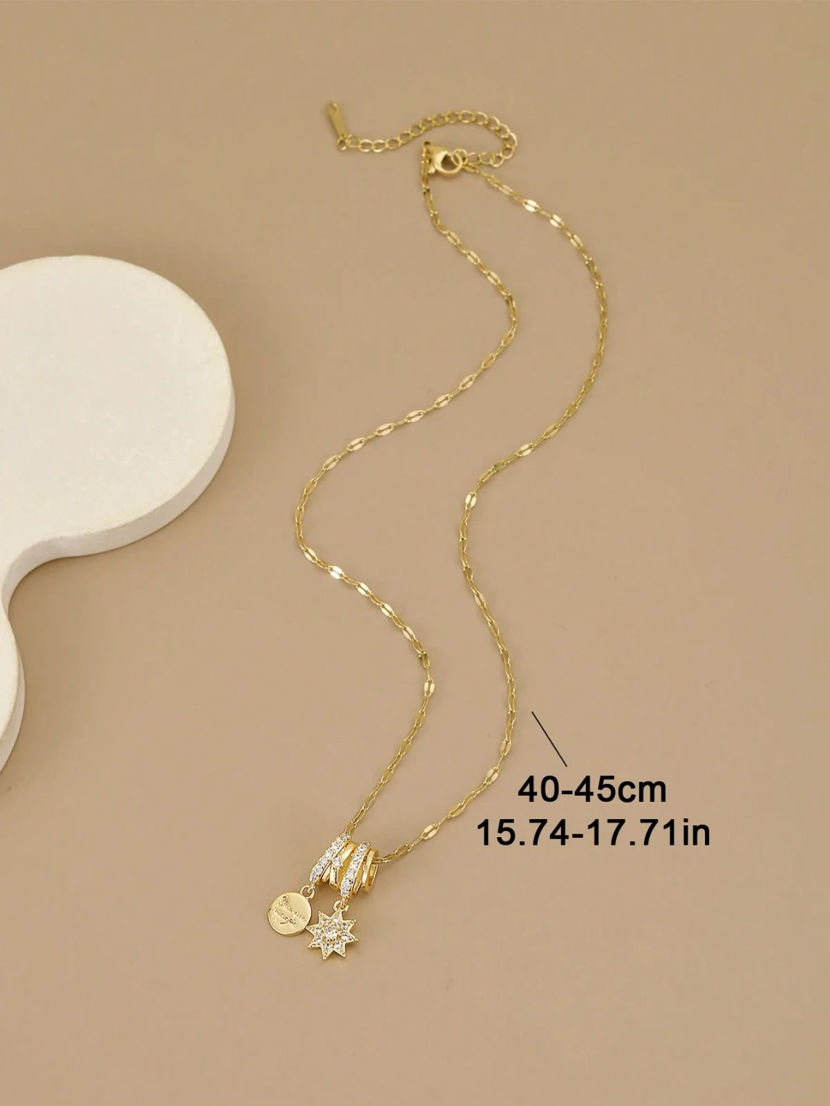 New Women Gold Plated CZ Necklace Geometric Stainless Steel Star Butterfly Shell