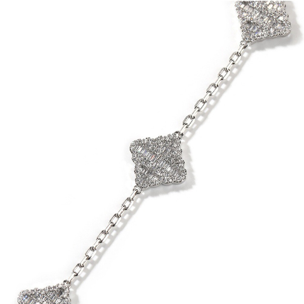 Full Zircon Cross Flower Charm Bracelets 18K Gold Plated Jewelry Gift for Women