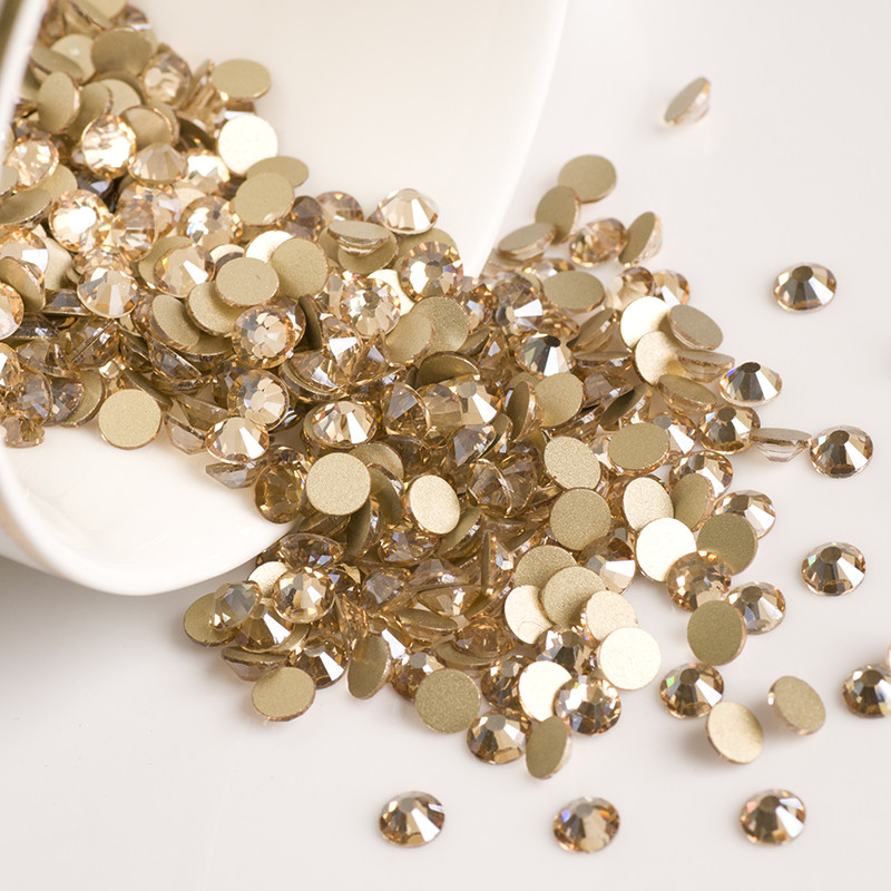 Golden Shadow Non Hotfix Rhinestone Glass Gold Crystals for Nail Art Decorations