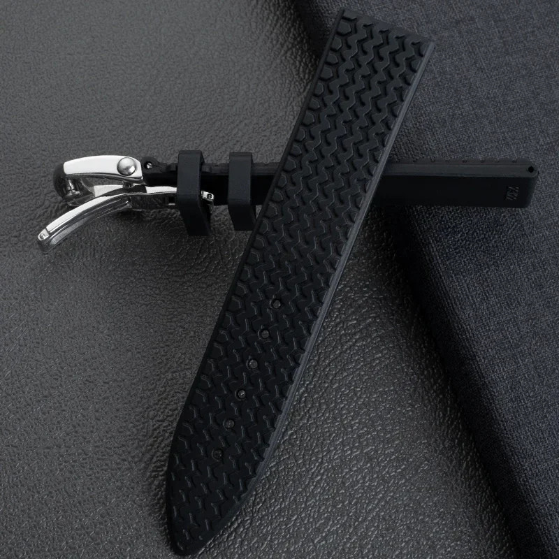 Fits Chopard Mille Miglia Gran Turismo XL 23mm Black Rubber Silicone Watch Strap