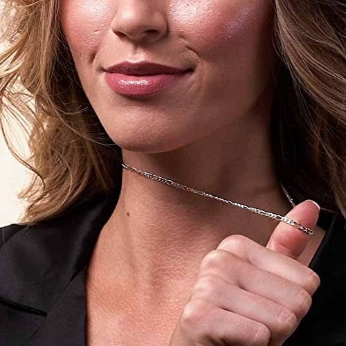 Verona Jewelers 925 Sterling Silver 3.5MM – 8MM Figaro Link Chain Necklace –