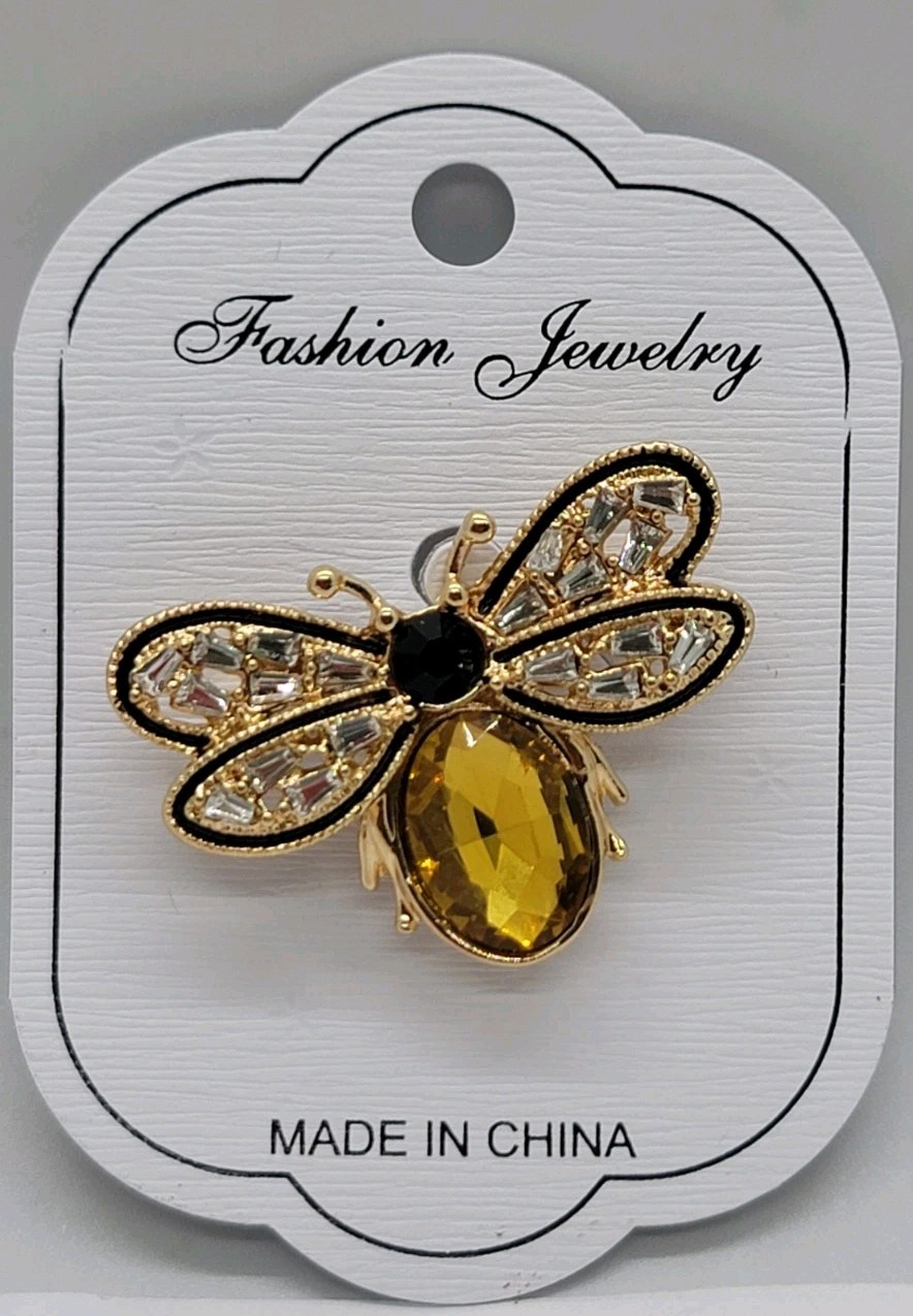 Vintage Bee Brooch Pin – Gold Tone Enamel Honeybee Insect Jewelry Accessory