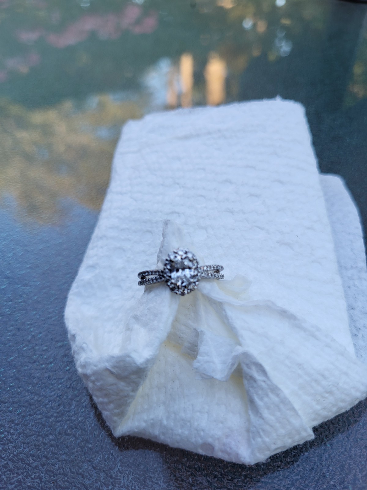 14k White Gold Genuine Diamond Engagement Ring