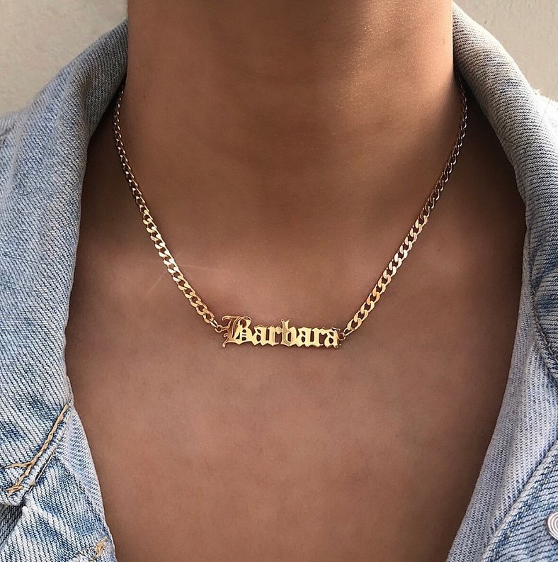 Personalized Titanium Steel Necklace Custom Letter Pendant Gold Silver Rose Gold