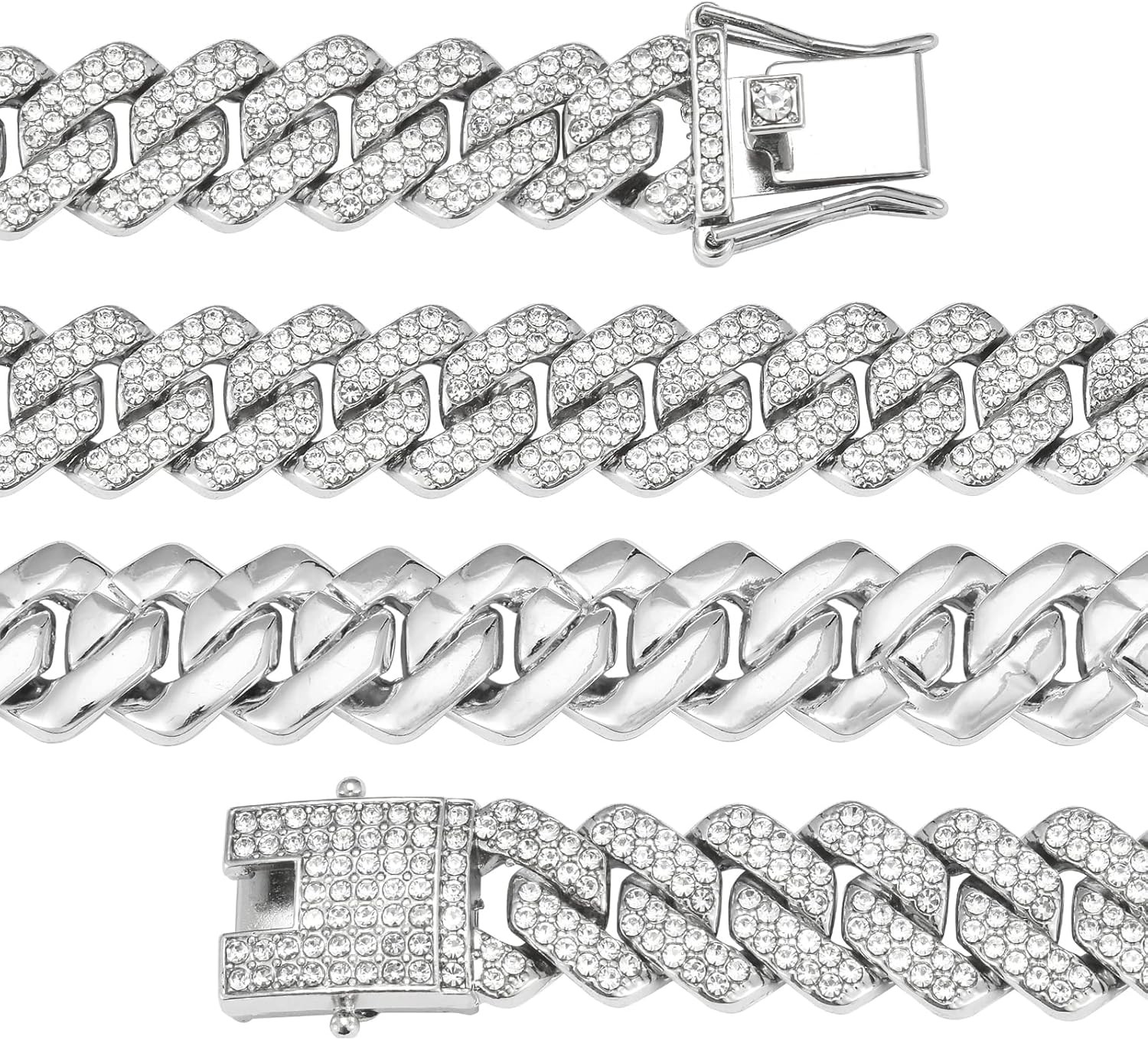 Mens Cuban Link Chain Cuban Necklace Silver Chain Diamond Chains for Men 18 inch