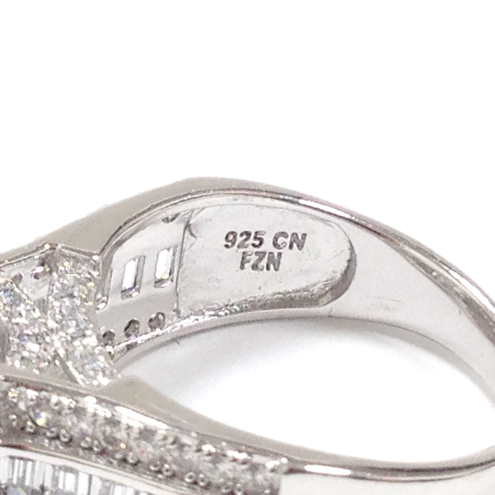 FZN Fuzion Creations 925 Sterling Silver Quad Princess-Cut Clear CZ Ring Size 4