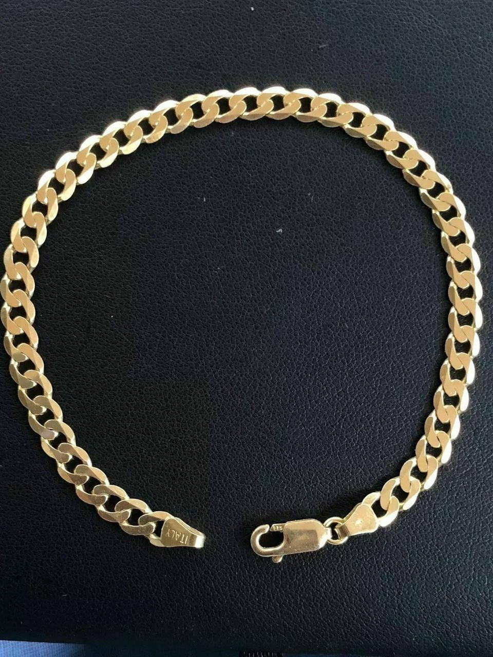 Men’s Miami Cuban Link Bracelet 14k Gold Plated Real Solid 925 Silver 5mm Italy