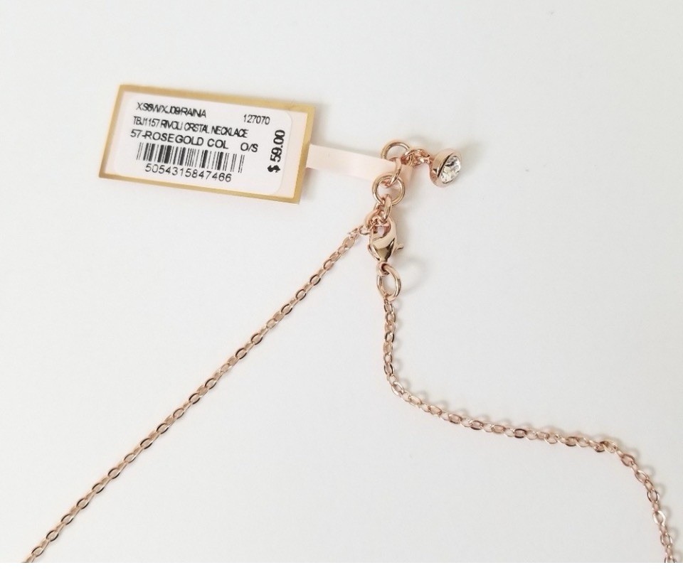 Ted Baker Rainia Rivoli Clear Crystal Pendant Necklace Rose Gold Adjustable