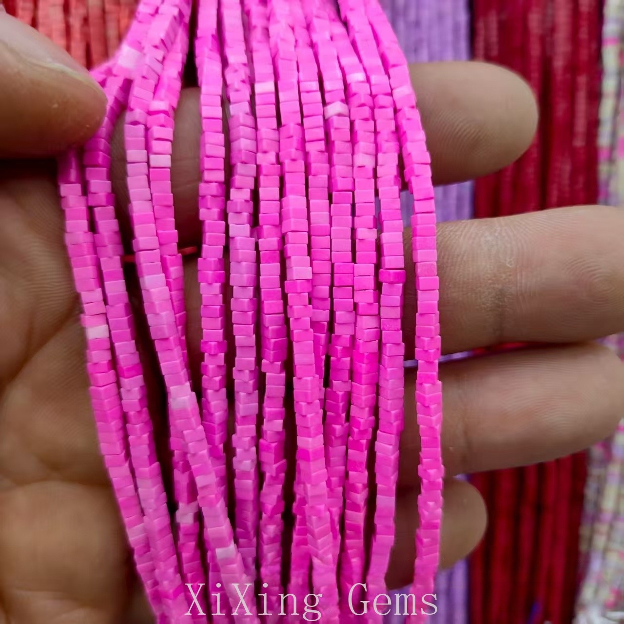 1x2mm Natural Hot Pink Turquoise Flat Square Disc Spacer Bead for Jewelry Making