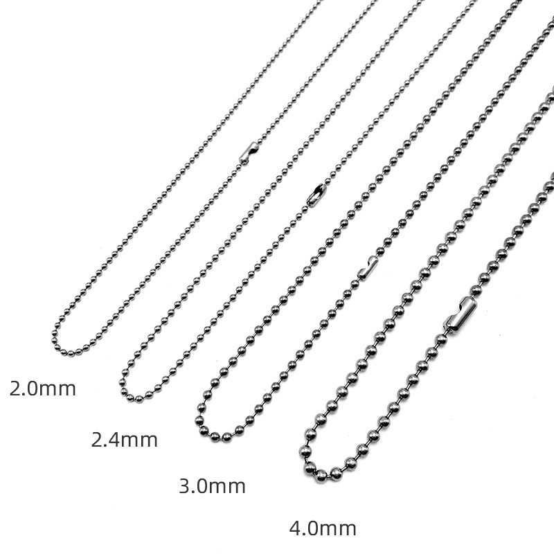 2mm 2.4mm 3mm 4mm Titanium Ball Beads Chain Necklace Anti-allergy 25.6” Stylish