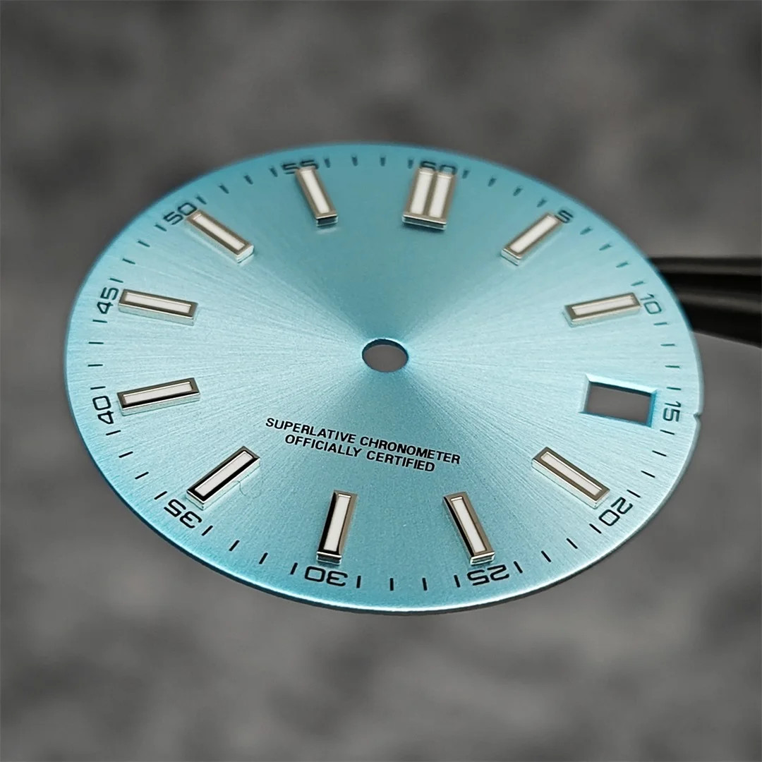 NH35 Watch Dial 28.5mm Log Modified Dial BGW9 Blue Green Luminous Watch Face