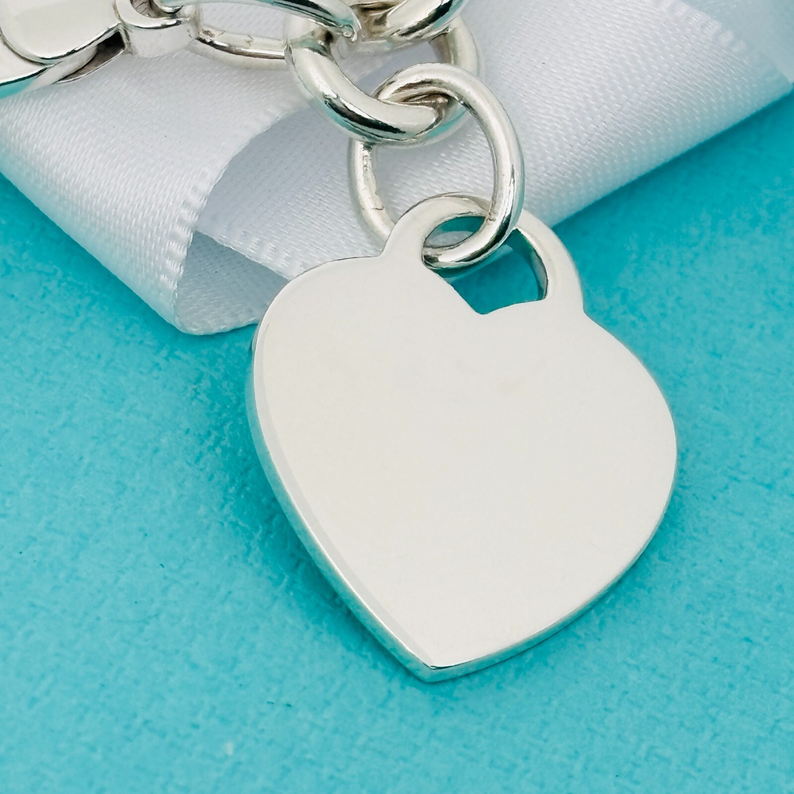 Size Medium Tiffany Heart Tag Charm Bracelet Engravable Guaranteed Authentic