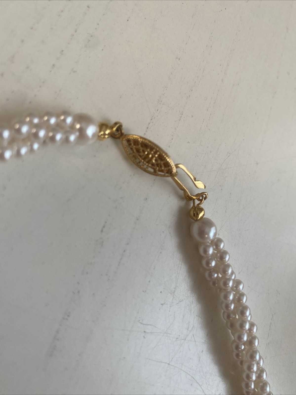 Triple Braided Pearl Necklace 18 in long