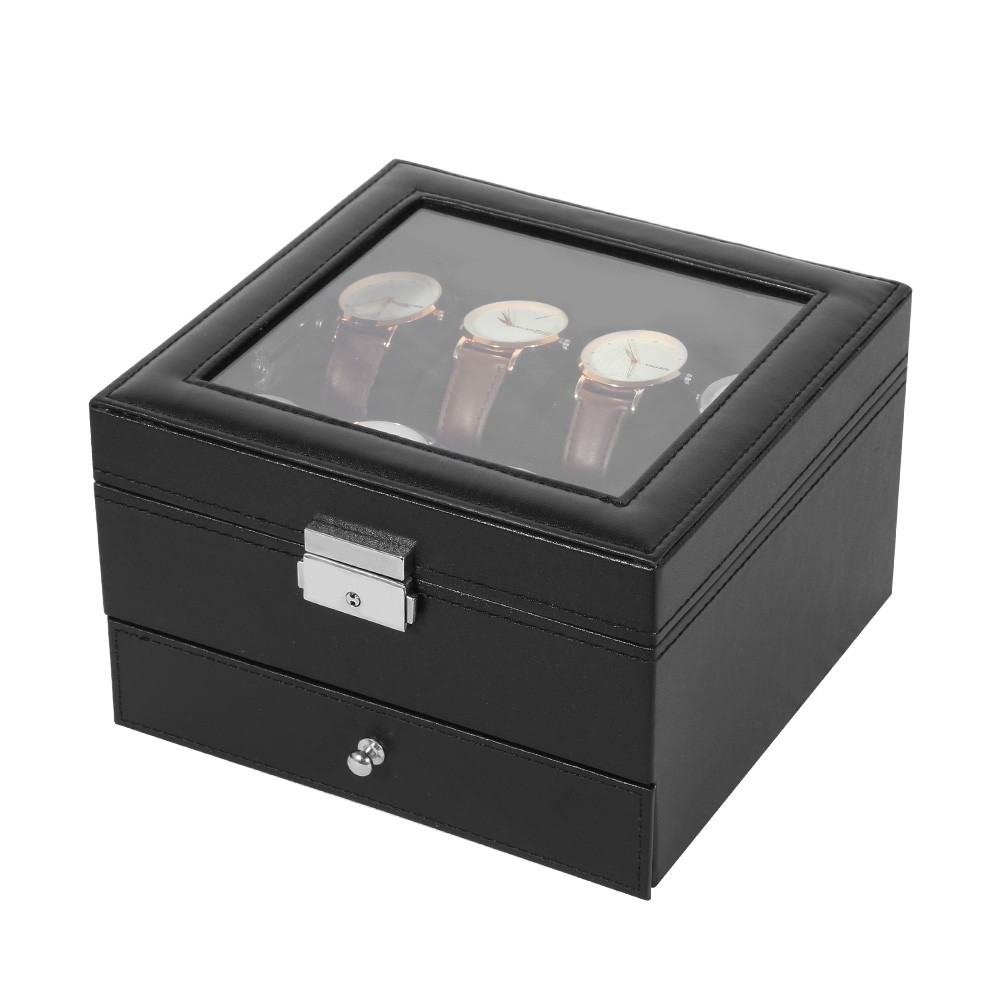 3/6/8/10/12/24 Slots PU Leather Watch Box Organizer Jewelry Display Storage Case