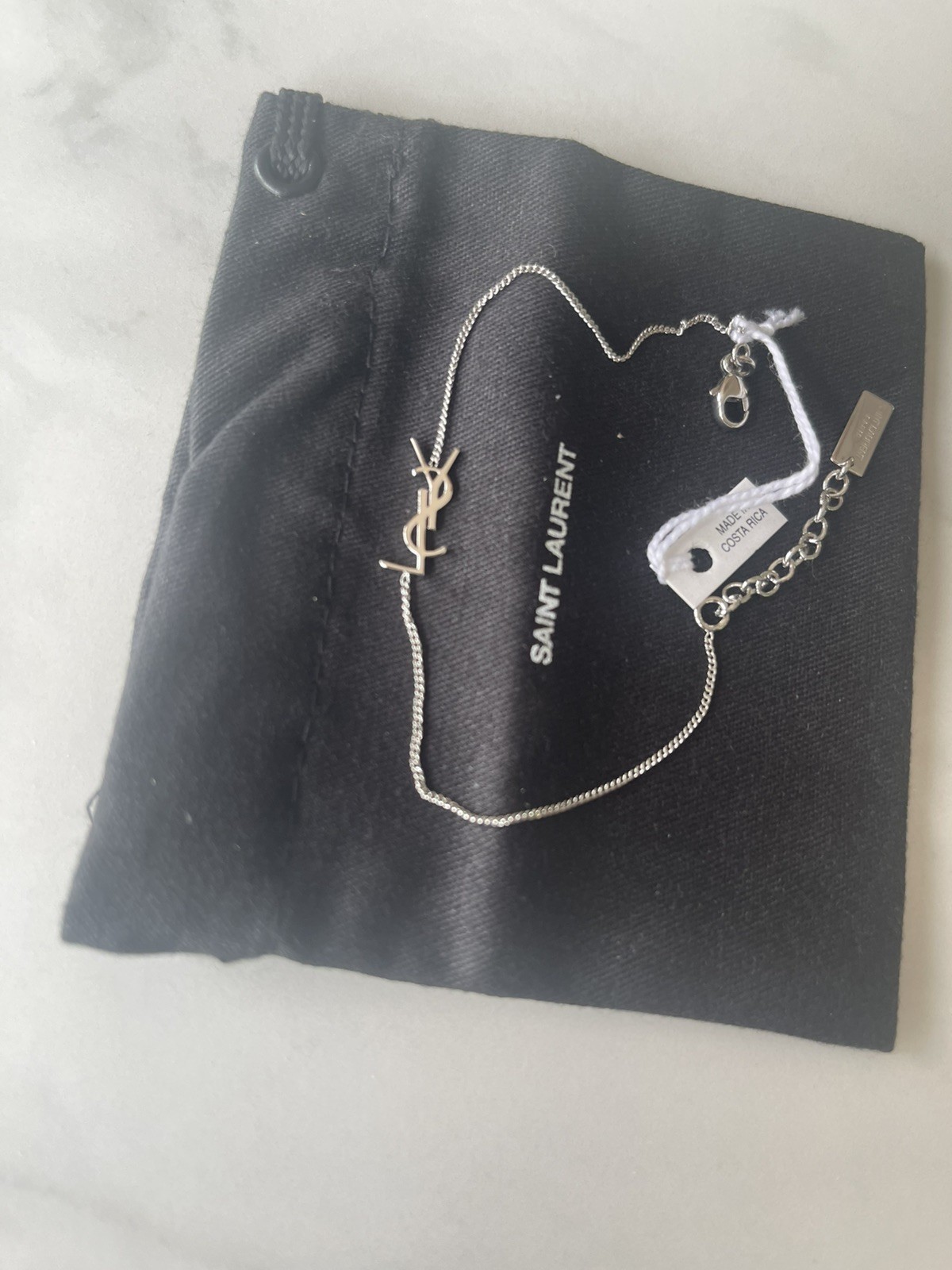 100% AUTHENTIC YSL Saint Laurent Cassandre Silver Bracelet SIZE M