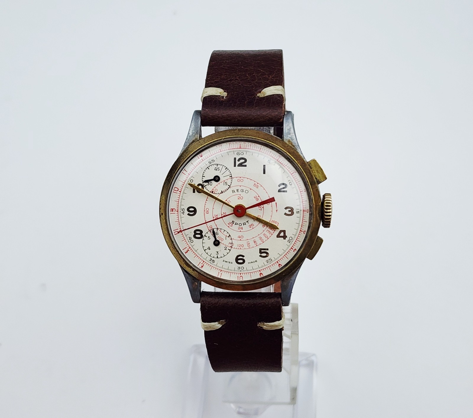 RARE Men’s SWISS Vintage 60’s CHRONOGRAPH Watch REGO Cal.147. Manual Wind