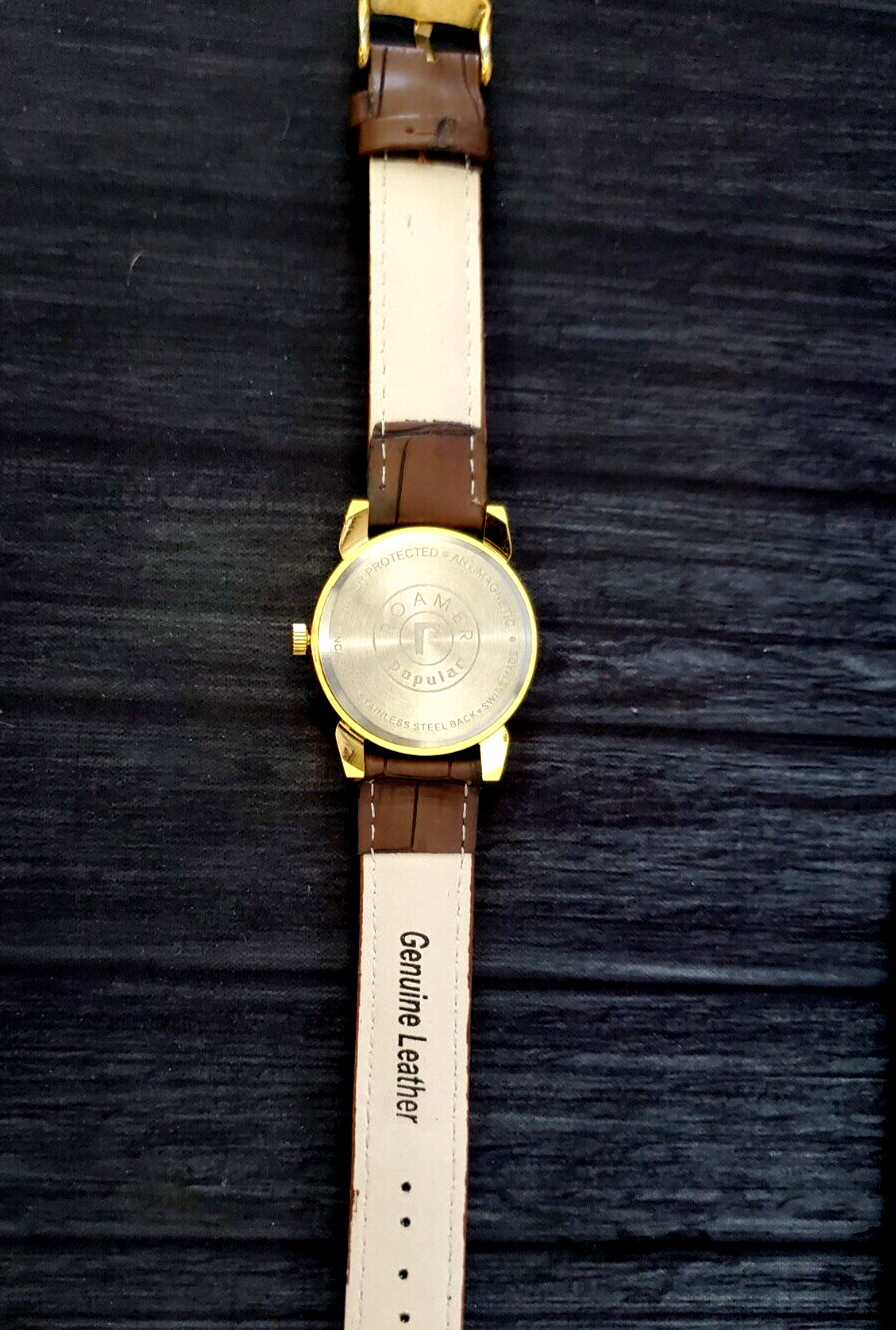 ✨Rare Swiss Roamer Brevete Mens Manual Watch Gld Grn Brw