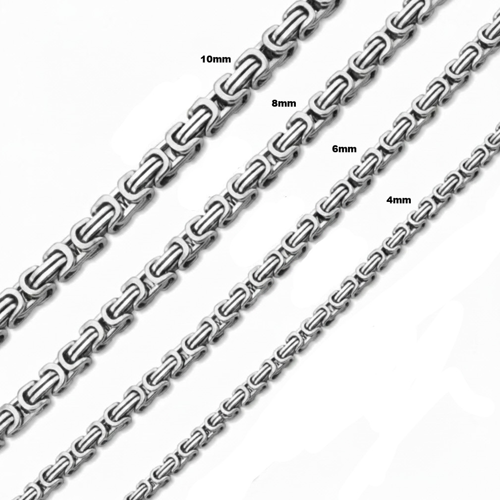Byzantine Chain Necklace Stainless Steel 4mm / 5mm / 6mm / 7mm / 8mm / 10mm