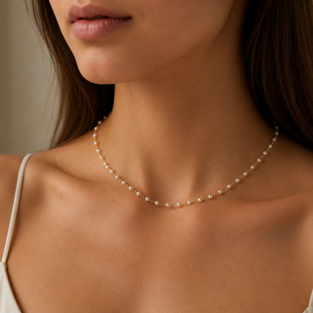 Dainty Pearl Necklace Gold Layering Chain Personalized Jewelry Gift for Her