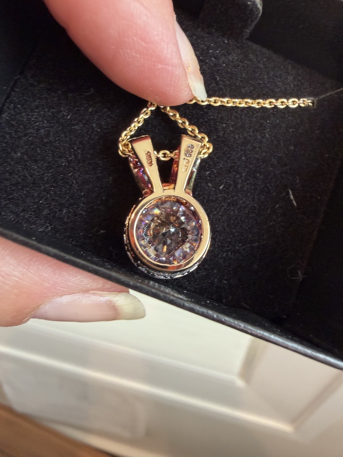 Victoria Weick Beverly Hills collection, gold plated SS925 drop CZ necklace 18″