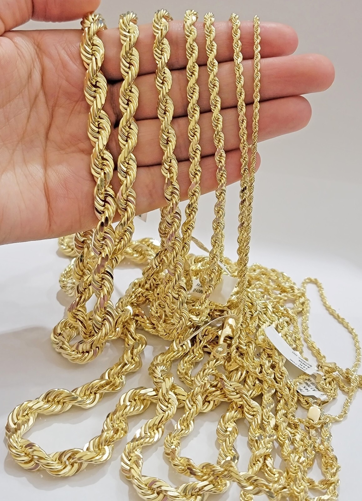 Real 14k Yellow Gold Rope Chain Necklace 2mm-10mm 18″-30″ 14KT SOLID Men Women