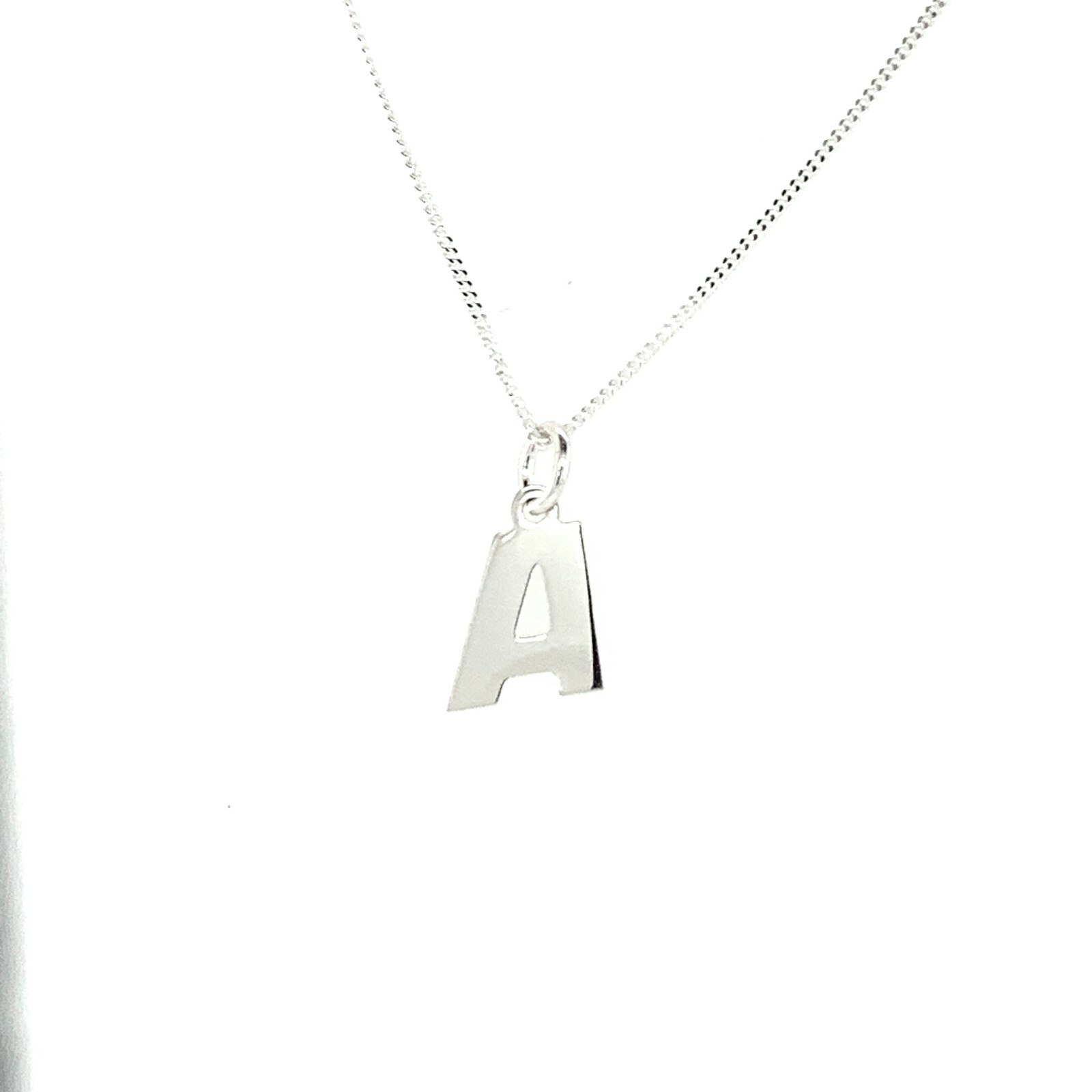 Initial Letter Charm Necklace Pendant Sterling Silver Woman Modern Stylish Trend