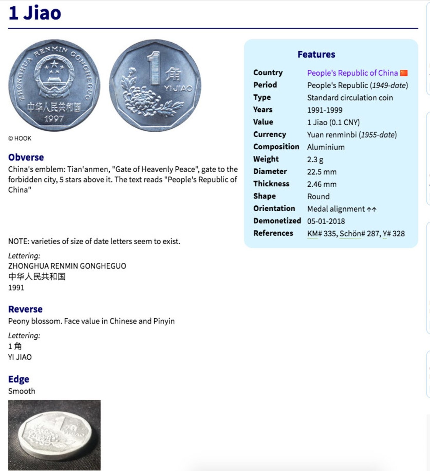 1992 China 1 Jiao coin earrings Peony blossom Tiananmen Beijing Guangdong 000349