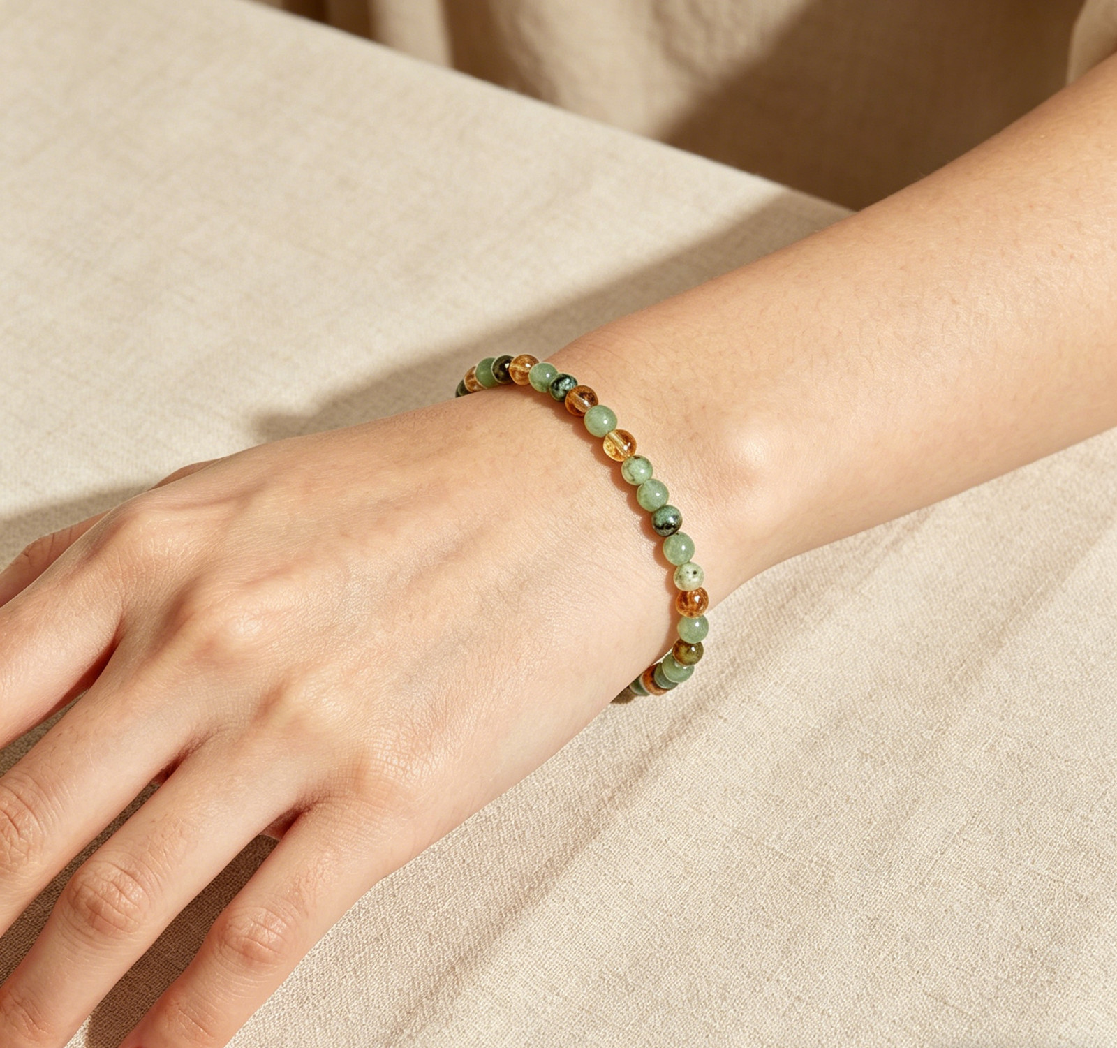 Triple Stone Beaded Bracelet | Luck Prosperity Calm Energy Boho Layered Jewelry