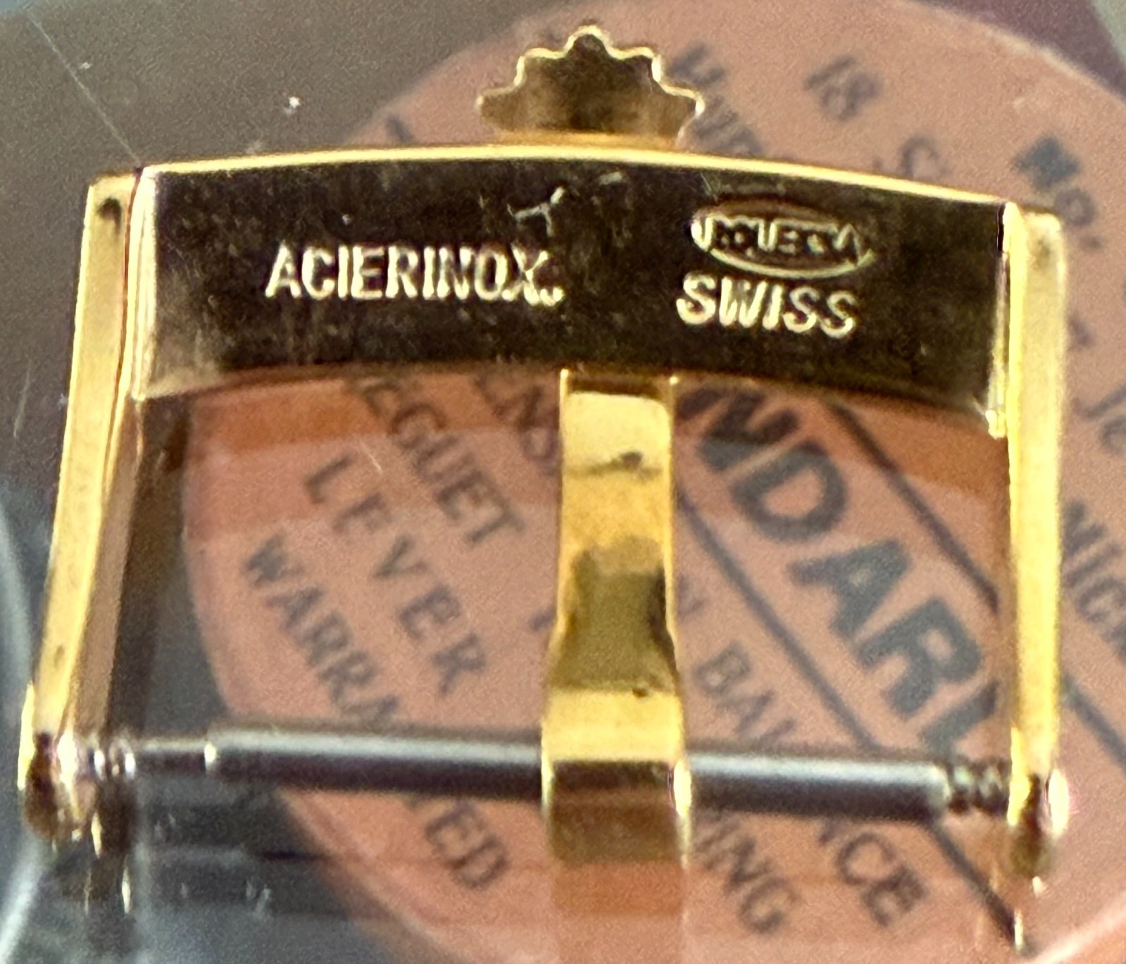ROLEX 18mm Yellow 18k GOLD Plate Buckle Hammer Marked ACIERINOX ROLEXSA 1995