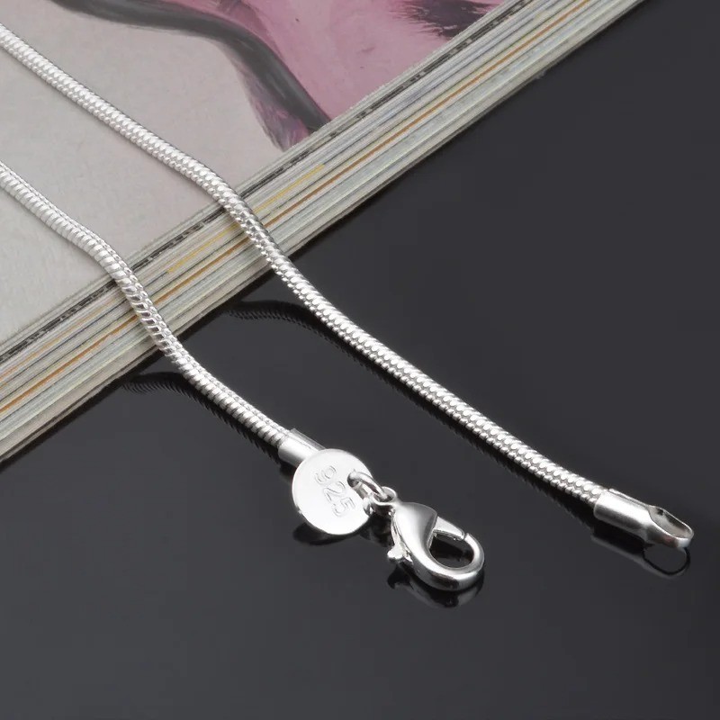 Silver snake chain necklace, 40-60 cm long, 2mm thick, suitable for women, men