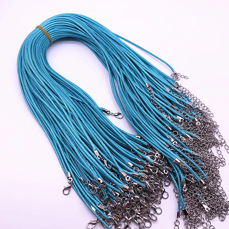 Leather Cord Necklace 2mm Wax Rope Chain Lobster Clasp 45cm Jewelry 5PCS