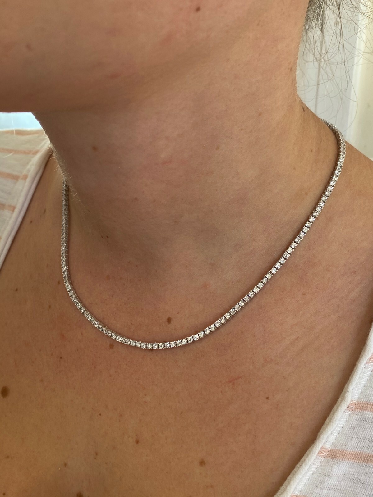 2mm MOISSANITE 925 Sterling Silver Tennis Chain Necklace Passes Tester
