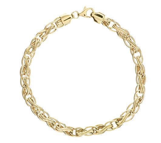 All Shiny Interlocked Corinthian Link Bracelet Genuine 14K Yellow Gold QVC