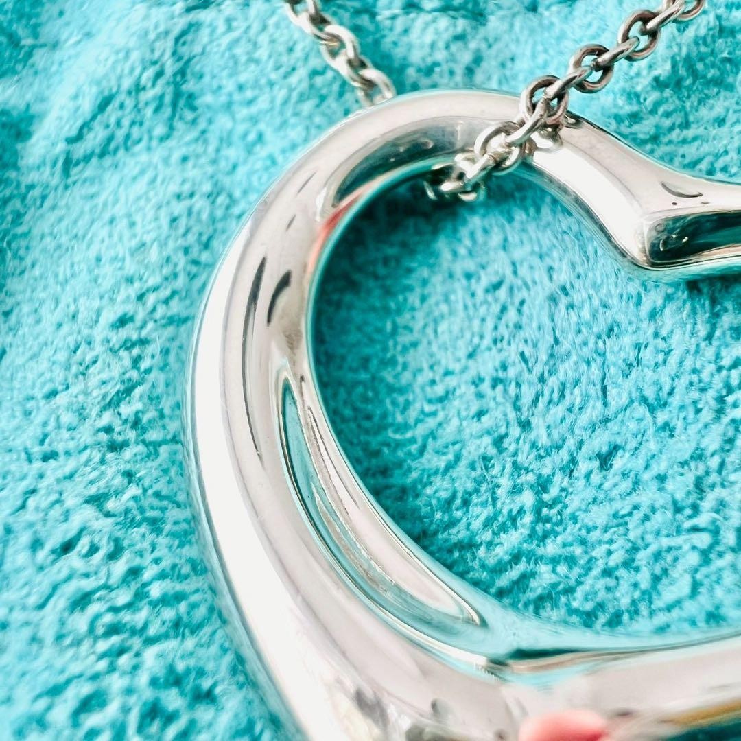 Tiffany & Co Open Heart Sterling Silver Elsa Peretti Necklace Pendant W/Pouch