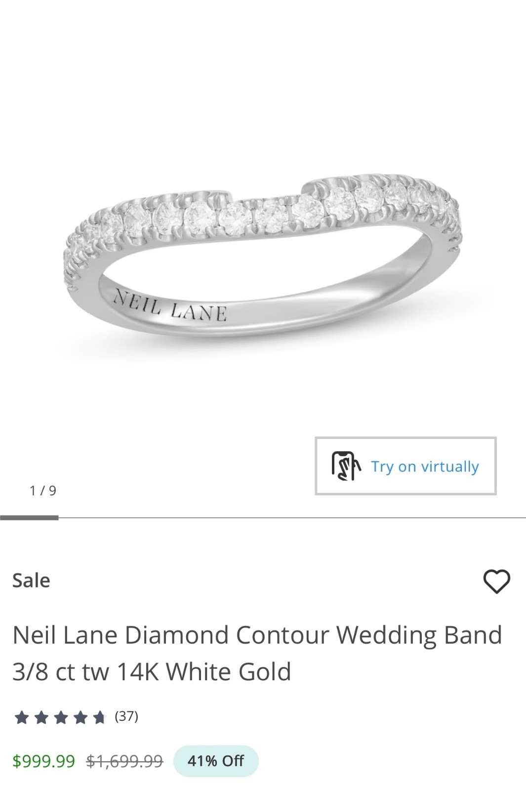 Neil Lane Engagement wedding set 2.54 CTW Cushion-cut 14K White Gold Size 7