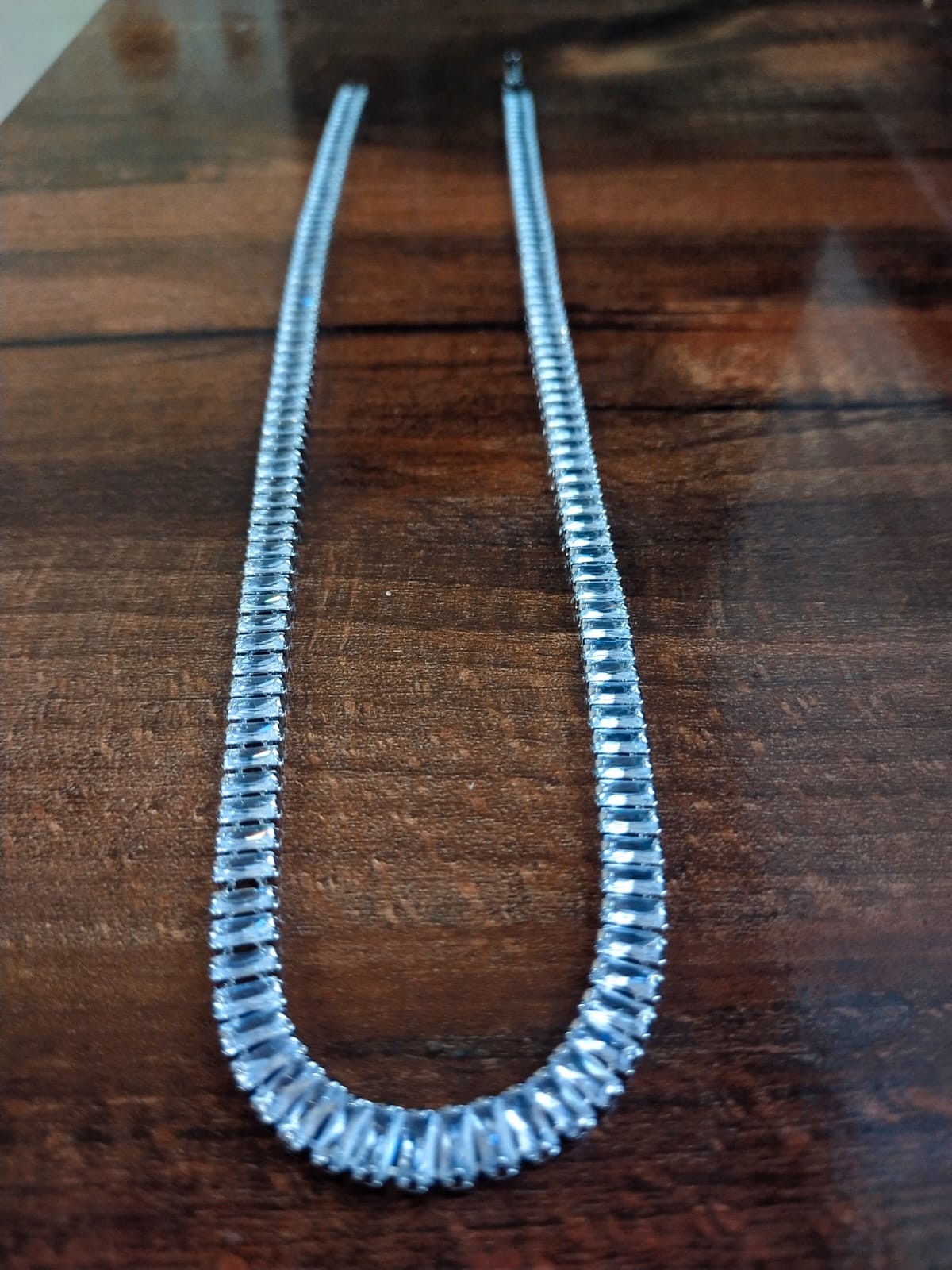 Wholesale Price Baguette Cut Tennis Necklace White Gold Plated Iced Out Chain
