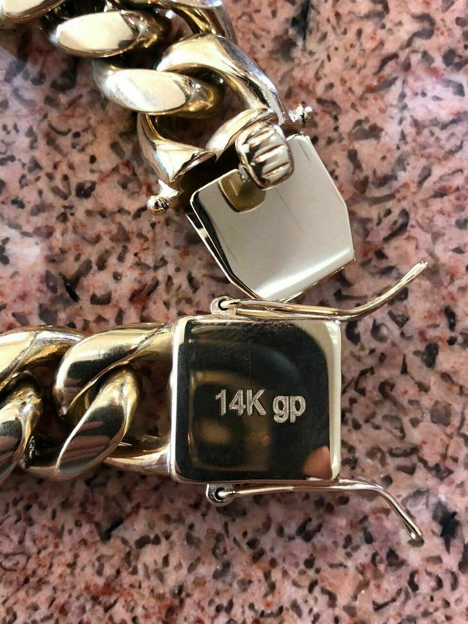 18mm Cuban Miami Link Bracelet Kilo Chain Set 14k Gold Plated Stainless Steel
