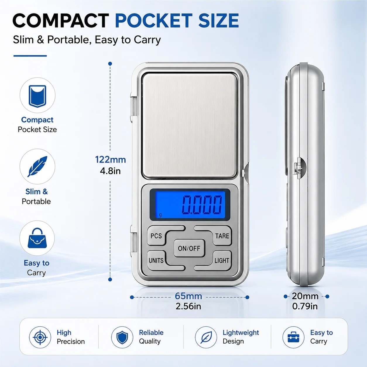 500g 0.01g High Precision Digital Pocket Scale Portable Mini Jewelry Gram Scale