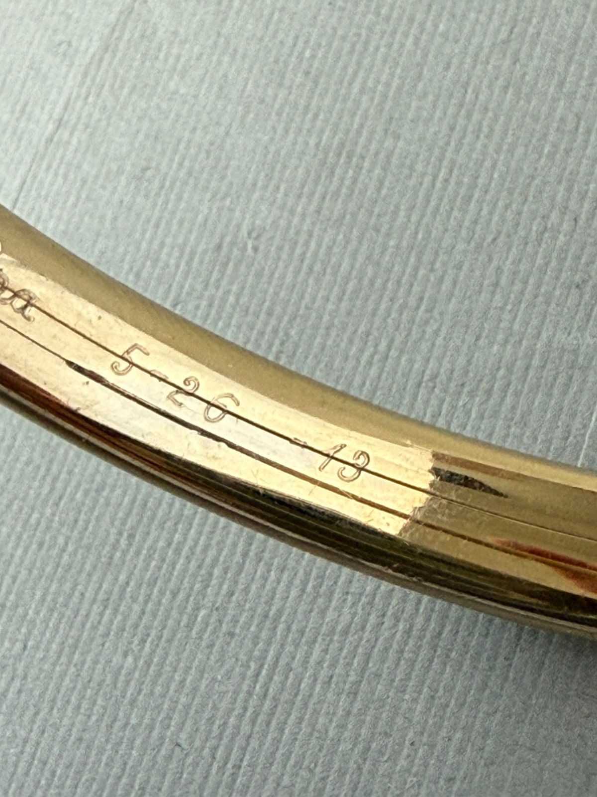 Antique Signed LAD Etched Gold Filled Bangle 1/20 14K GF Bracelet Diameter 2.35″