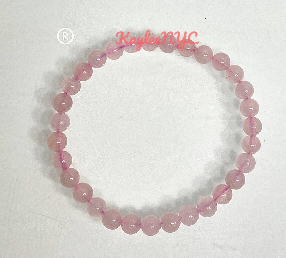 Wholesale 6 Pcs Natural Rose Quartz 6mm 7.5” Crystal Healing Stretch Bracelet