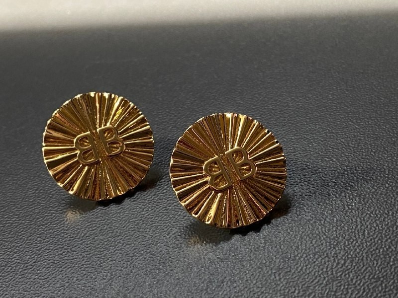 Balenciaga Gold Sunburst BB Logo Stud Earrings 2cm