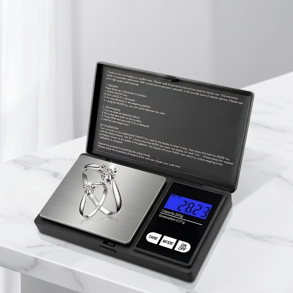 Digital Scale 1000g x 0.1g Jewelry Gram Silver Gold Coin Pocket Size Herb Grain