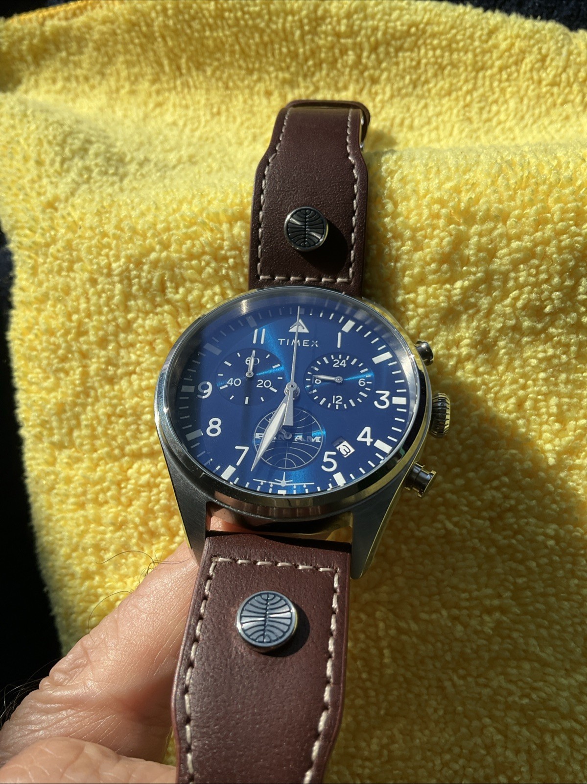MINT Timex Pan Am 42mm Leather Strap Watch TWG030000 USA SELLER