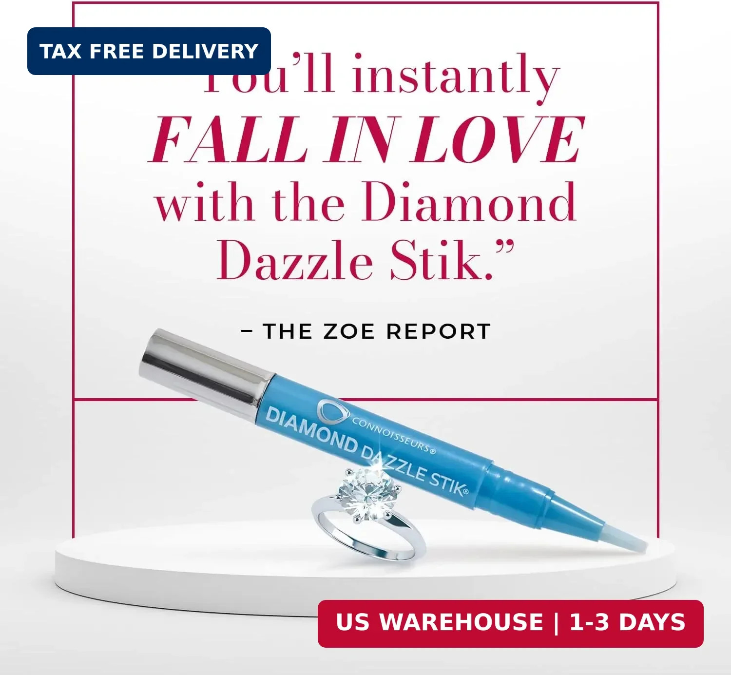 CONNOISSEURS Diamond Dazzle Stik – Portable Diamond Cleaner for Rings and Other