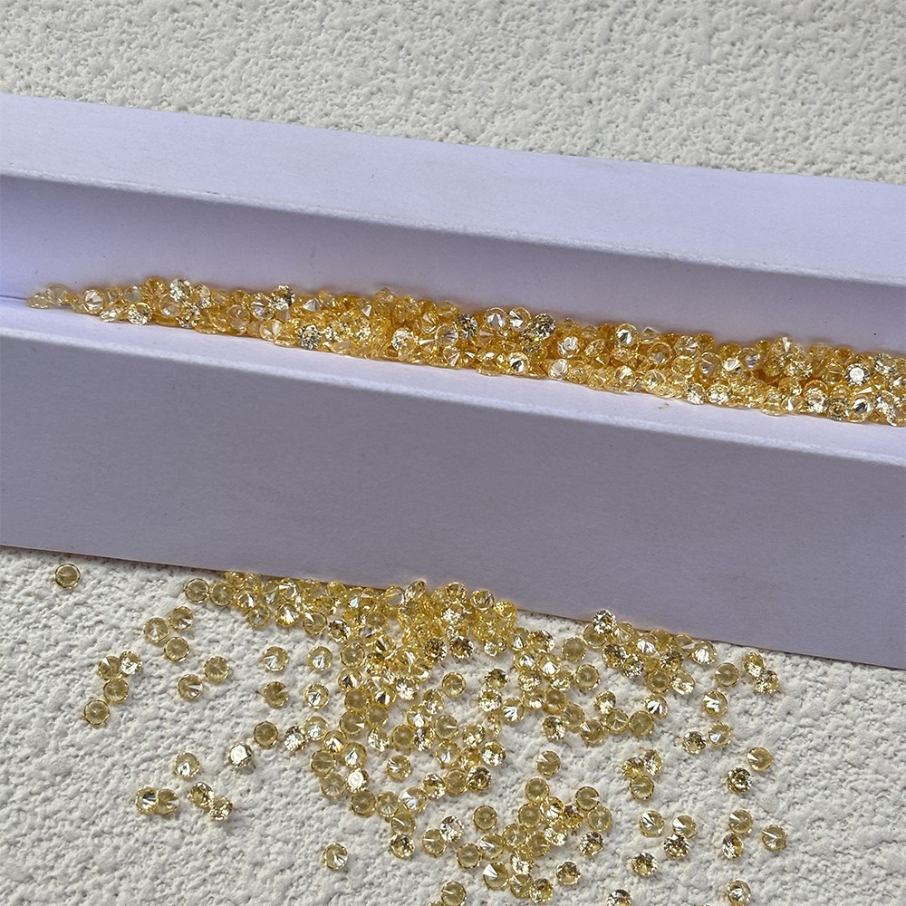 High Quality Loose Zirconia 1000pcs Golden Yellow Round Cut 0.8-10mm for Jewelry
