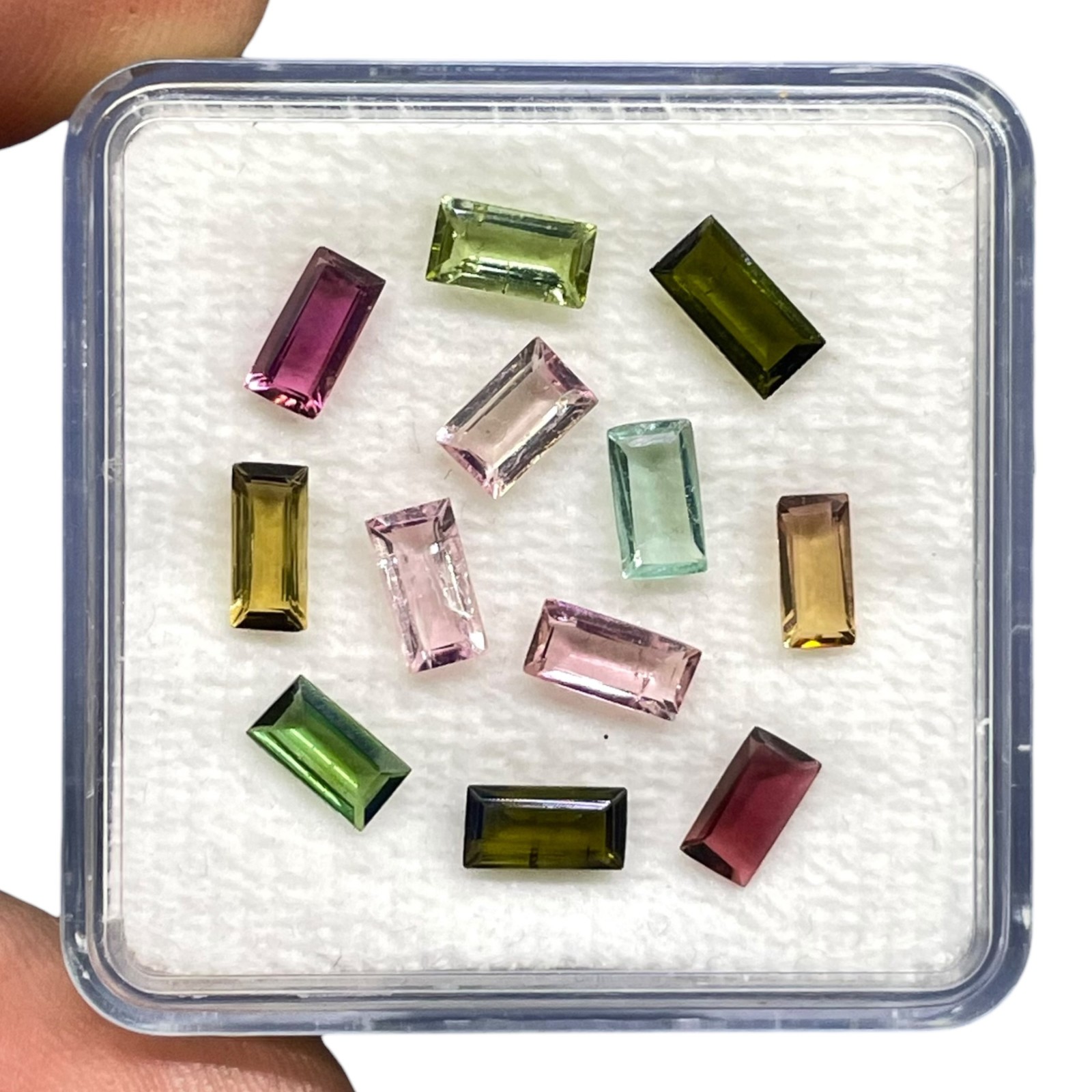 12 Pcs Natural Multi Tourmaline 5.6-6.7mm Baguette Cut Loose Untreated Gemstones