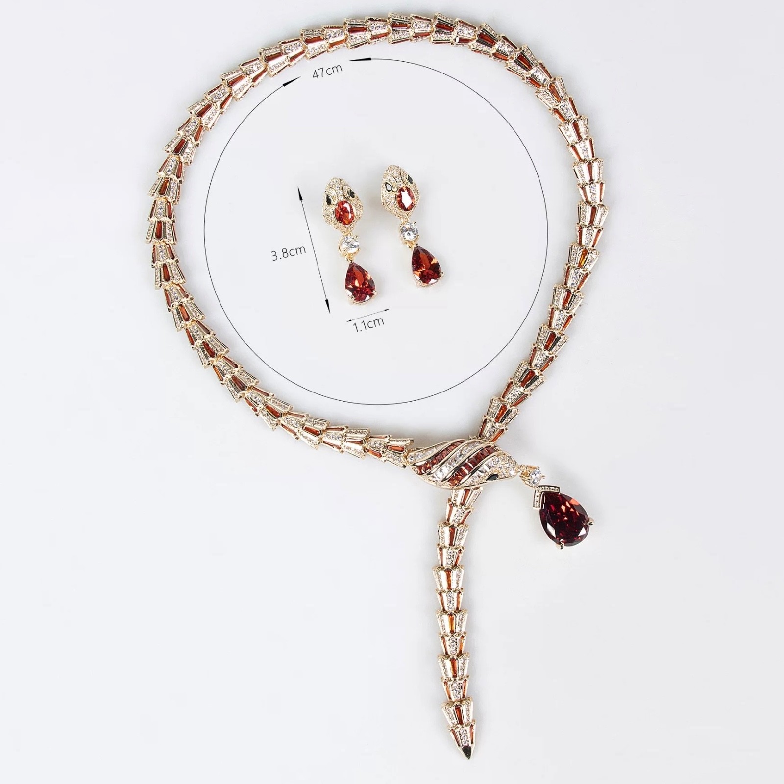 Vintage Snake Jewelry Set – Retro Luxury Crystal Necklace & Earrings